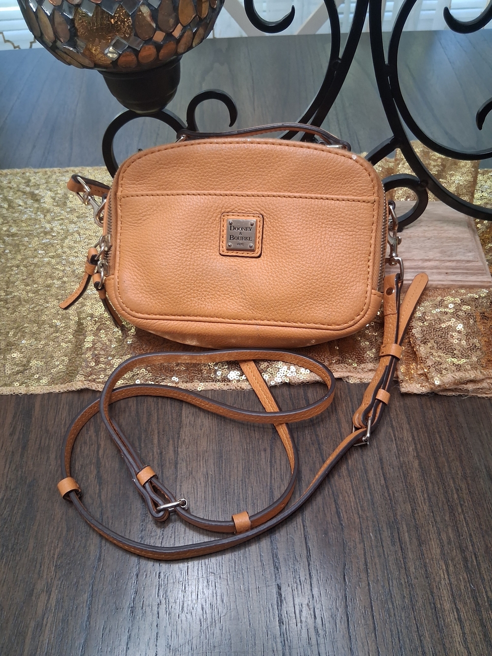 Dooney & Bourke Caramel Brown Pebbled Leather Crossbody - Picture 4 of 11